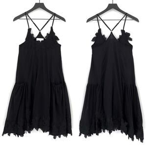 MARE MARE Finn Lace Trim Shift Slip Dress Black XS